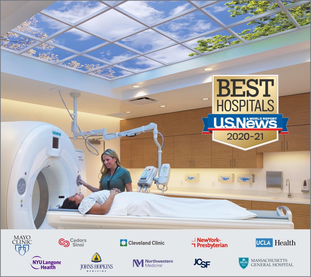 SkyFactory Artificial Sky Lights are used in the US News and World Report's Top 10 hospitals.