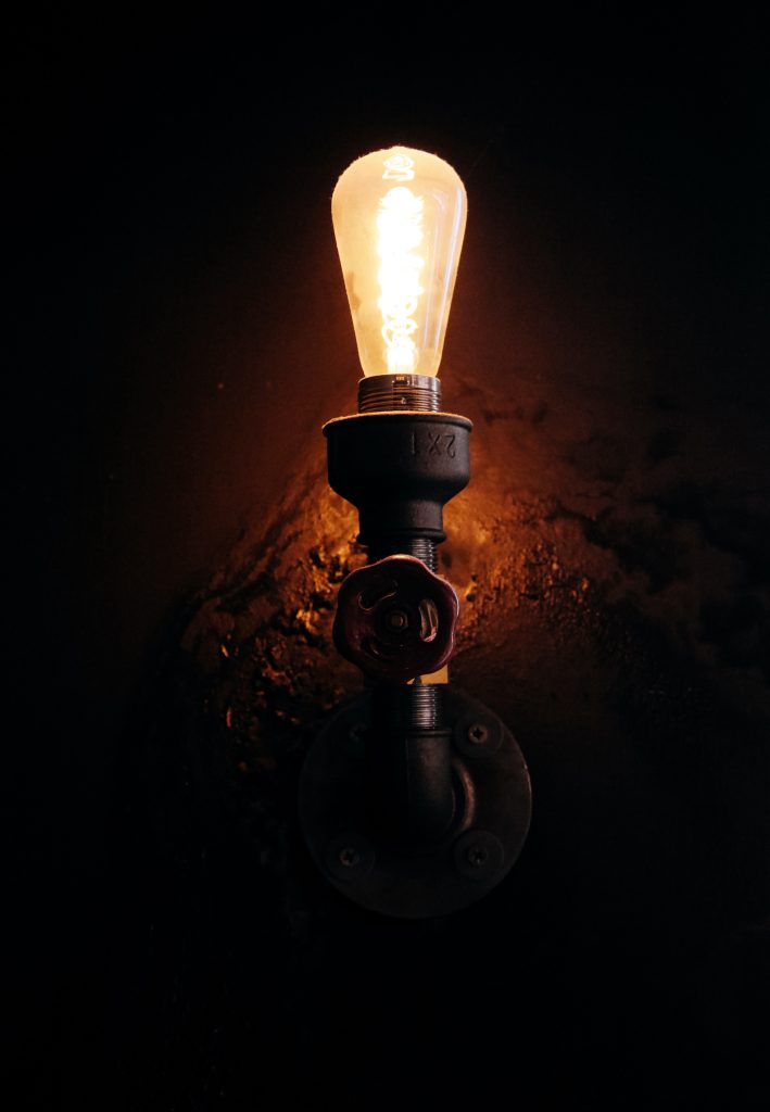 Industrial light fixture with bare bulb