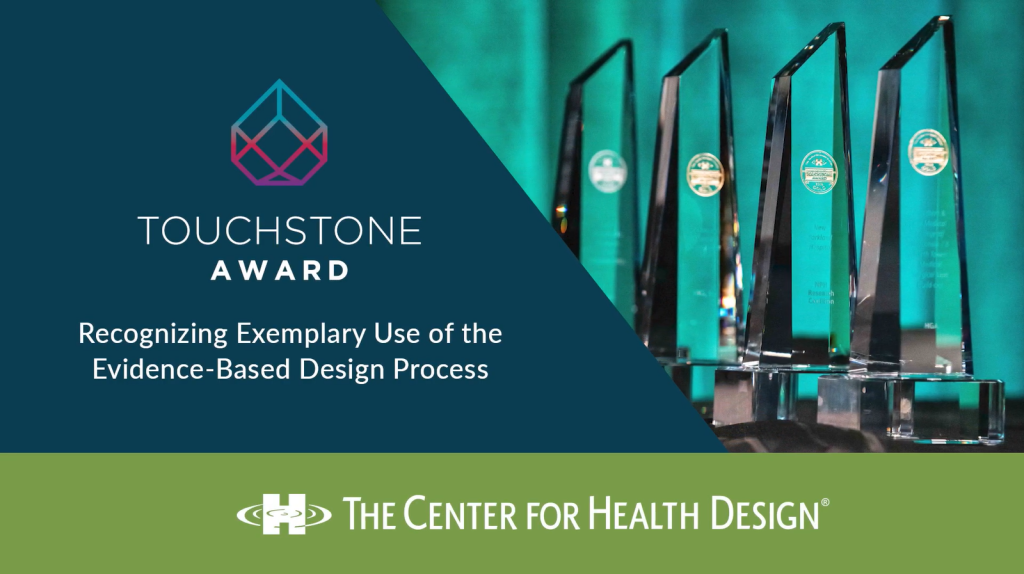 The Center for Health Design Touchstone award trophy images and Award logo