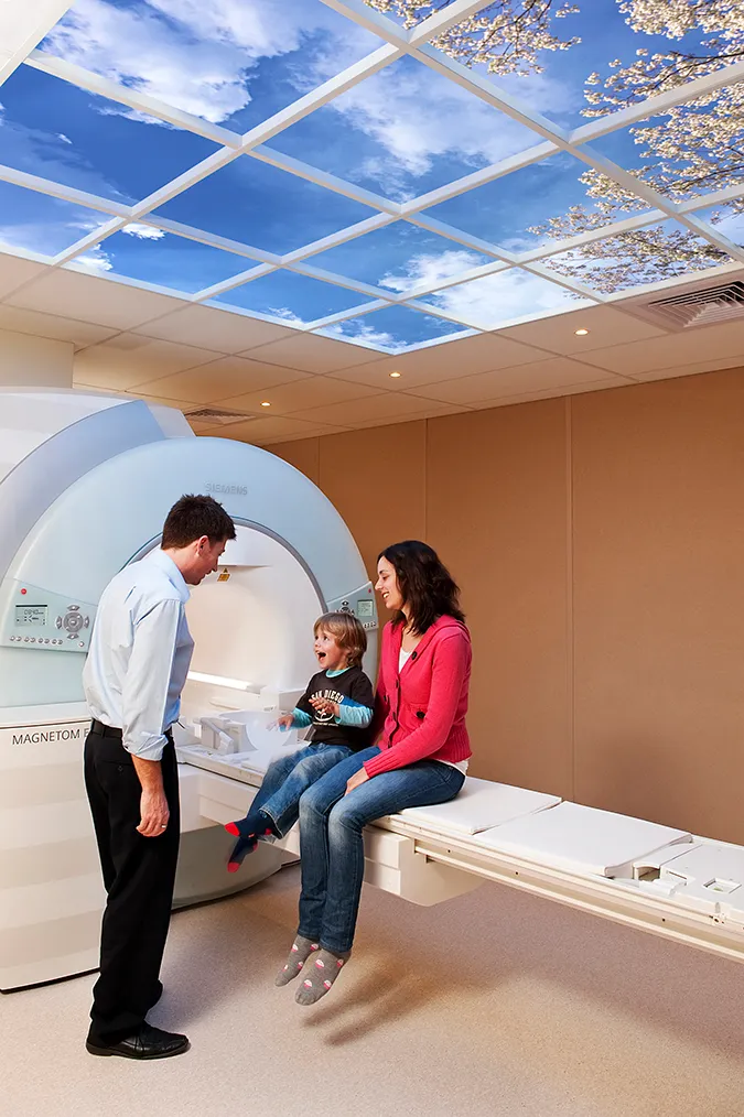 The Luminous SkyCeiling installed over the MRI machine helps patients relax.