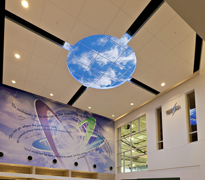 Sky Factory Luminous SkyCeiling in Lincoln Middle School Library
